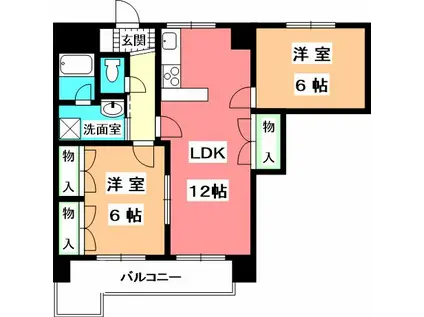 KマンションNO.6(2LDK/4階)の間取り写真