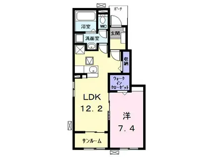 アムールII(1LDK/1階)の間取り写真