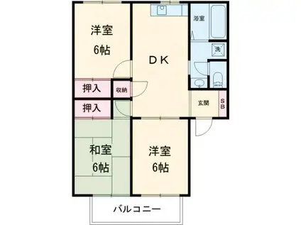 フォブールKT(3DK/2階)の間取り写真