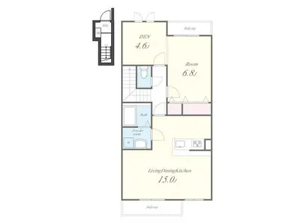 コンフォートガーデン(1SLDK/2階)の間取り写真