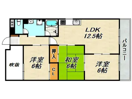 クレストコート(3LDK/3階)の間取り写真