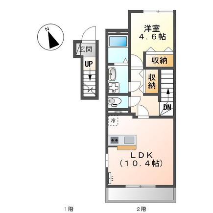 ルミエール(1LDK/2階)の間取り写真