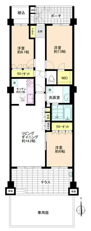 ロイヤルヴィーゼ貴船坂 1階階 間取り