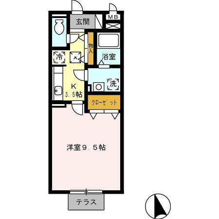 マ メゾン菊住W(1K/1階)の間取り写真