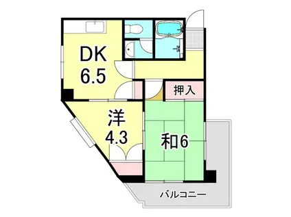 北夙川ナインズ(2DK/2階)の間取り写真