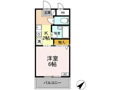EXCELCOURT124-B(1K/2階)の間取り写真