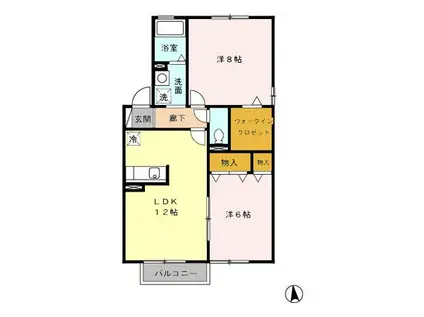 GREEN HILLS B(2LDK/2階)の間取り写真