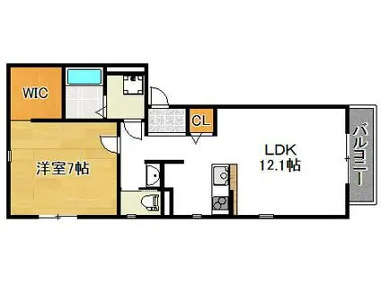 SUN-JI-HOUSE(1LDK/1階)の間取り写真