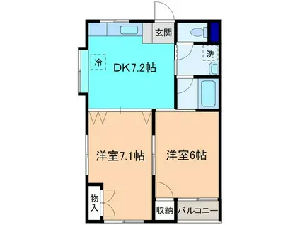 サクシード(2DK/4階)の間取り写真