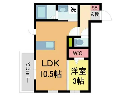 AMBER CUBE B棟(1LDK/1階)の間取り写真