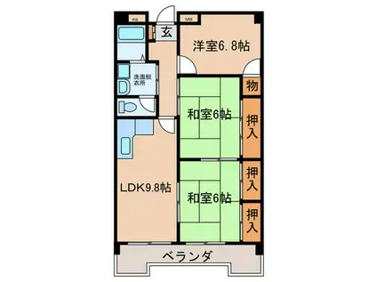 アスパ都府楼(3LDK/5階)の間取り写真