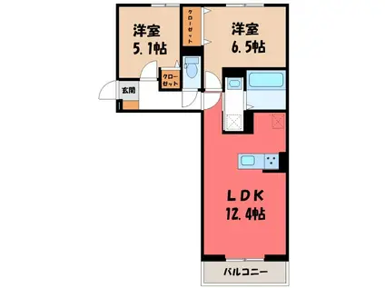 D-ROOM浜尻町(2LDK/3階)の間取り写真