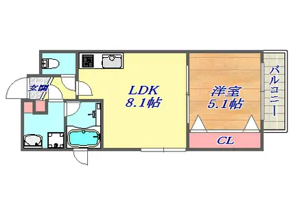 エストオージ(1LDK/3階)の間取り写真