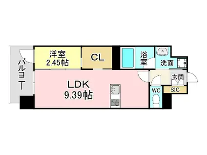 プレジデンス ざ 三萩野(1LDK/2階)の間取り写真
