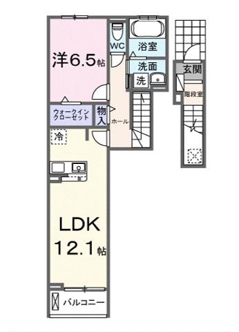 シエルクラスかわせみ(1LDK/2階)の間取り写真