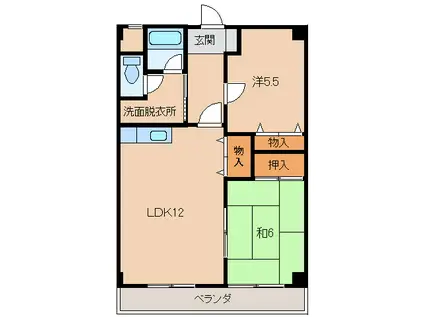 グレイス木ノ本(2LDK/5階)の間取り写真