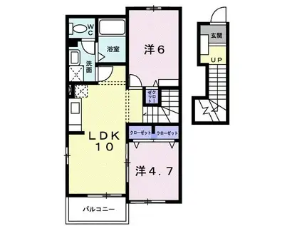 リオラドパティオ B棟(2LDK/2階)の間取り写真