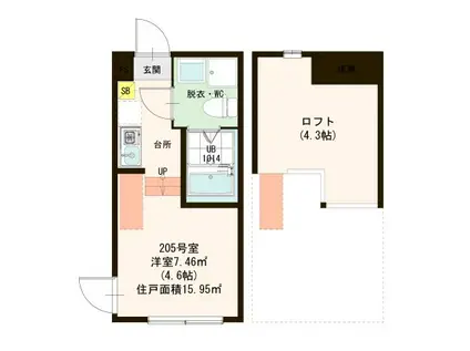 ハーモニーテラス西綾瀬V(ワンルーム/2階)の間取り写真