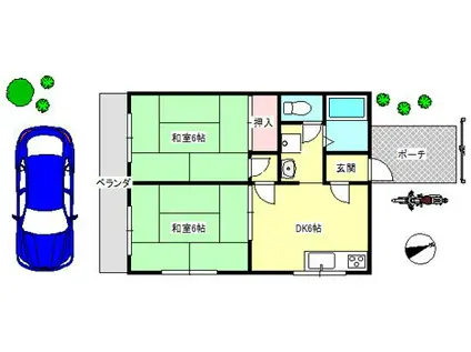 ハイツローレル(2DK/1階)の間取り写真