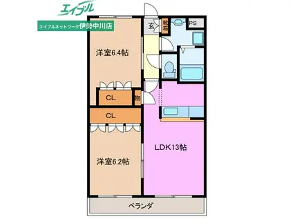 CASA RECUERDO(2LDK/2階)の間取り写真