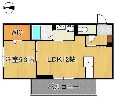 DーROOM本城東 A棟(1LDK/3階)の間取り写真