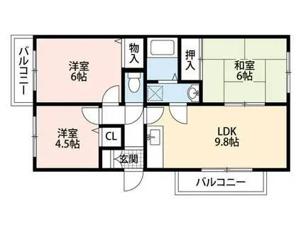 アービスFW(3LDK/3階)の間取り写真