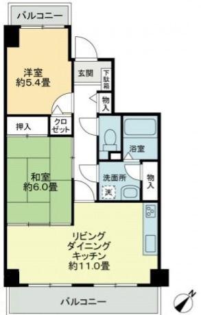 エスポワール辻(2LDK/3階)の間取り写真