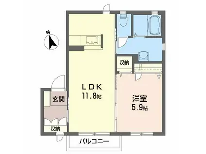 メゾン・ノヴェル(1LDK/2階)の間取り写真