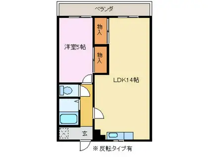 リヴゴージュ ミナミ(1LDK/2階)の間取り写真