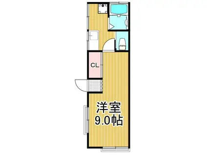 シャトー神明南(1K/1階)の間取り写真