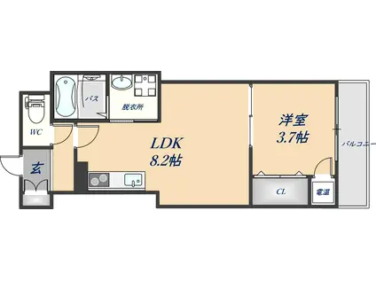 GRANDIR FOREST(1LDK/1階)の間取り写真