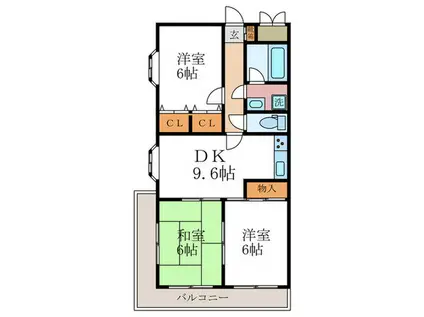 カーサフジキ(3DK/1階)の間取り写真