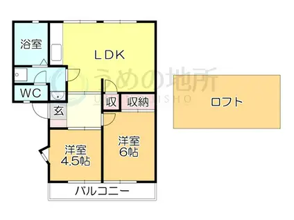 グレースコーポ合川B棟(2LDK/2階)の間取り写真