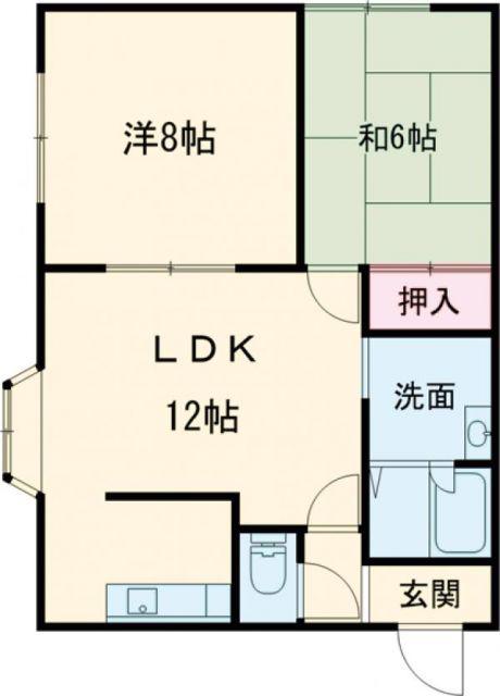 パッション富岡(2LDK/2階)の間取り写真