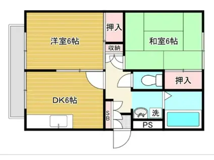 由木ハウス(2DK/3階)の間取り写真