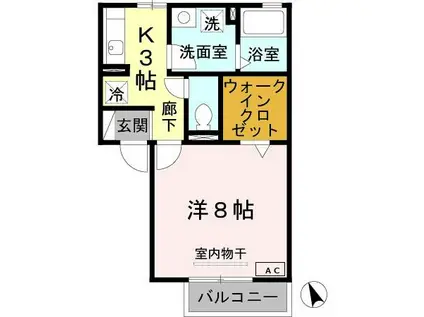 ジュネス駅南(1K/2階)の間取り写真