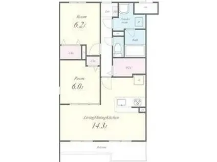 カンフリエ寿(2LDK/1階)の間取り写真