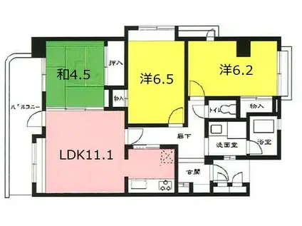 反高橋アーバンリズ(3LDK/2階)の間取り写真