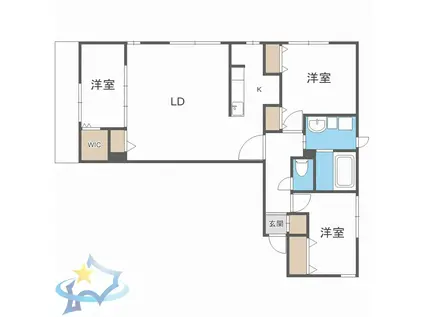 アルファスクエア宮の森2条(3LDK/3階)の間取り写真