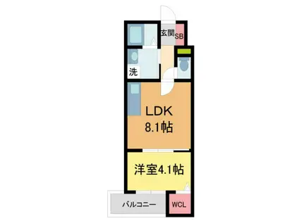 S-FLATさくら夙川(1LDK/1階)の間取り写真