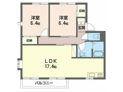 シャルム浅野(2LDK/1階)の間取り写真