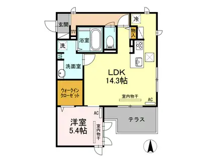 メルヴェーユ(1LDK/1階)の間取り写真