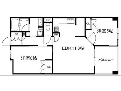 リビオ四条大宮(2LDK/2階)の間取り写真