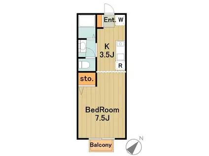 ヴェルメゾン美季(1K/2階)の間取り写真