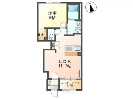 ノースグレイス(1LDK/1階)の間取り写真