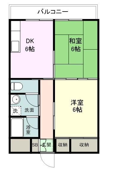鹿沼ガーデン(2DK/3階)の間取り写真