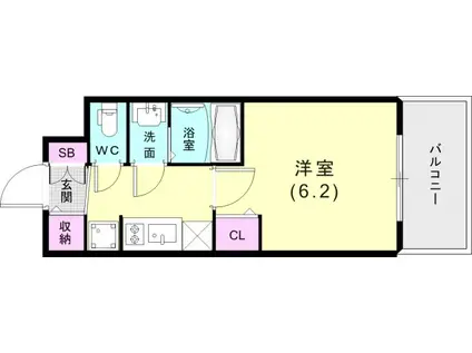 プレサンス神戸水木通ルミエス(1K/12階)の間取り写真