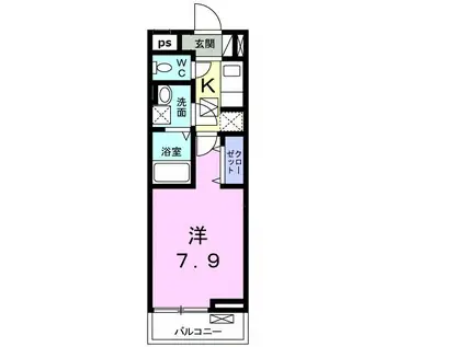 グランディア(1K/1階)の間取り写真