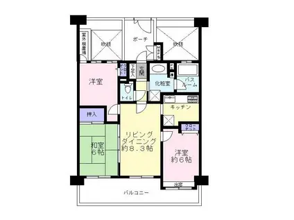 ライオンズマンション木場公園第2(3LDK/13階)の間取り写真