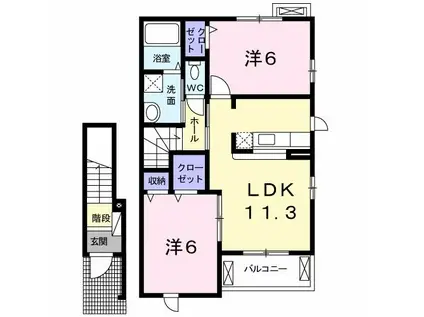 NTR スクエアI(2LDK/2階)の間取り写真